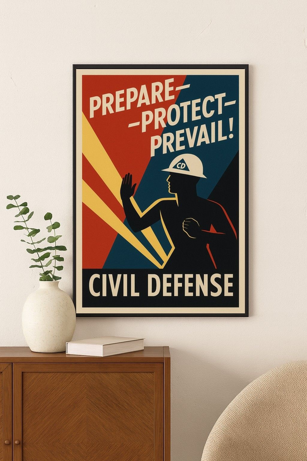 1950s Civil Defense Poster - Prepare, Protect, Prevail - 24x36 RARE Reprint