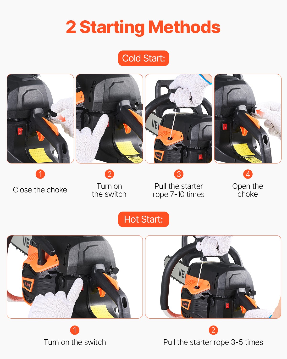 VEVOR 58CC 20" Gasoline Chainsaw Gas Powered Wood Cutting Engine Gas Chain Saw