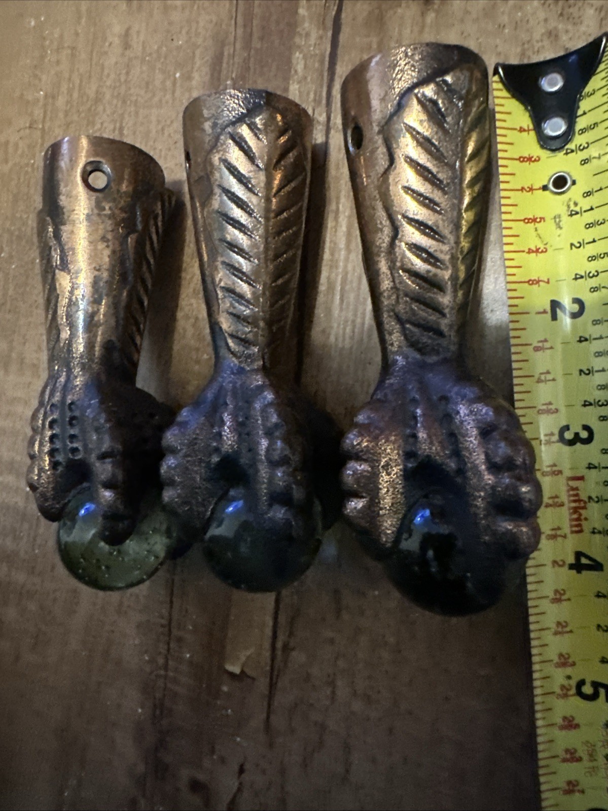 Lot Of 7 Antique Cast Iron Eagle Claw glass Ball Foot / Piano Stool Feet