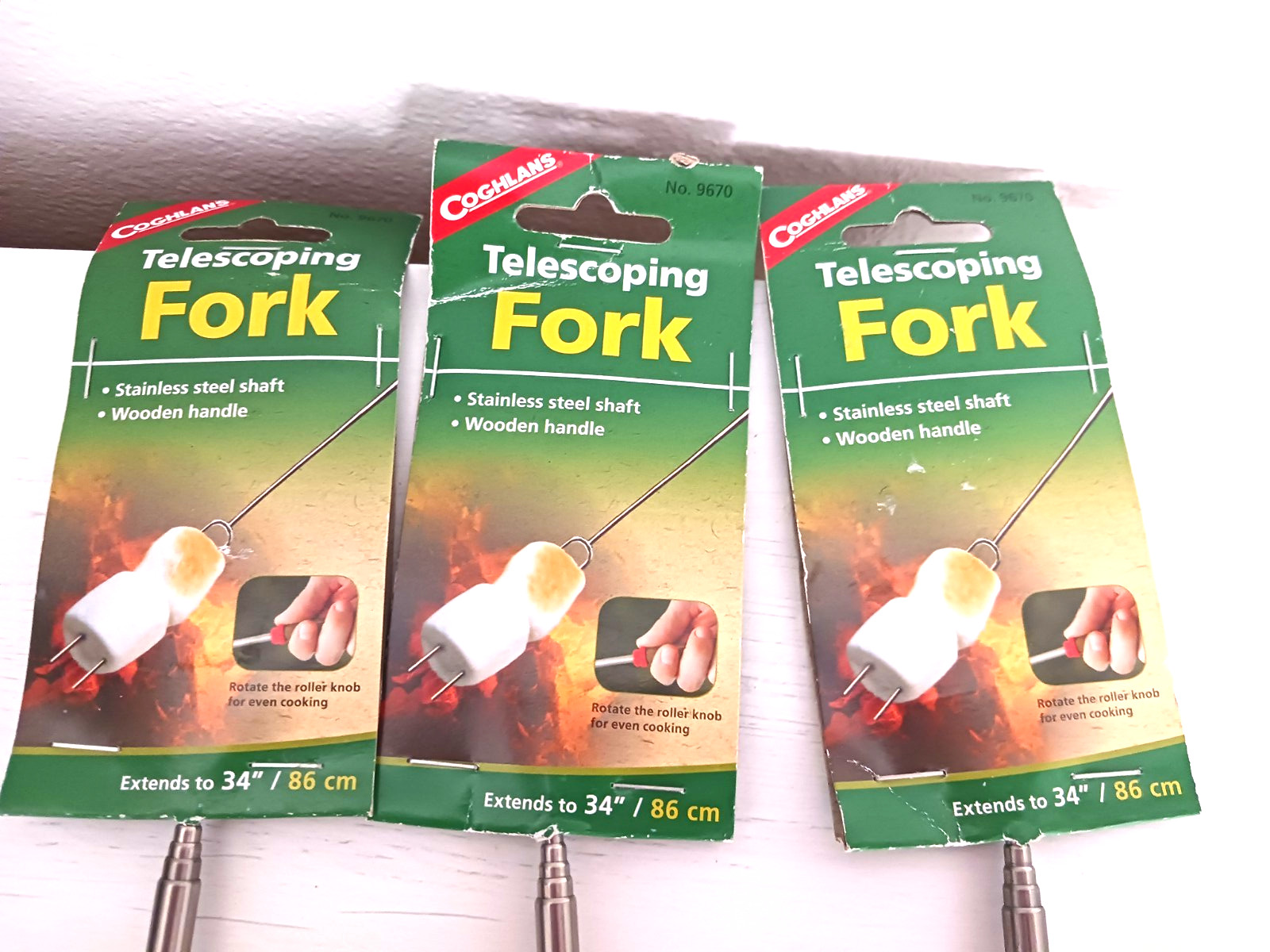 Coghlans Telescopic Roasting Forks Lot Of 3 New Extends 34" Hot Dog- Marshmallow