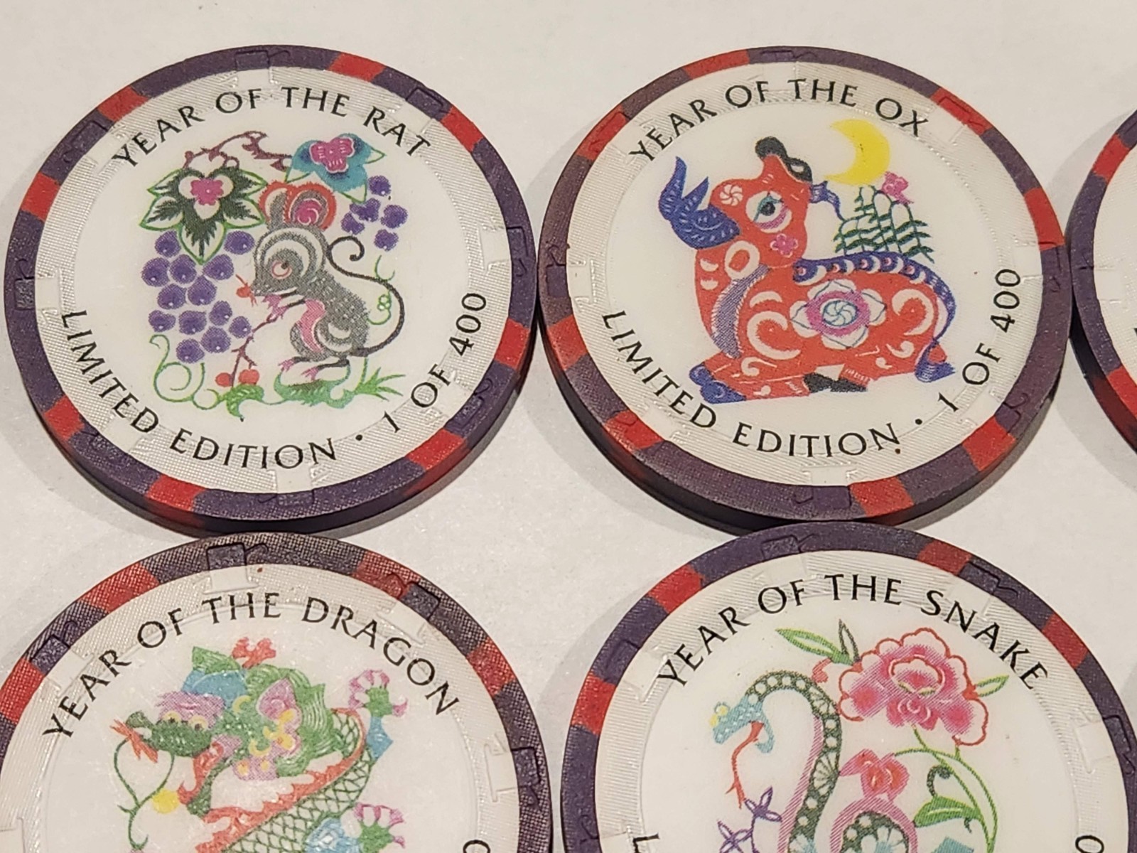 $25 CRYSTAL PARK CASINO Chips - 1996 ZODIAC - RARE! H&C MOLD - FULL SET