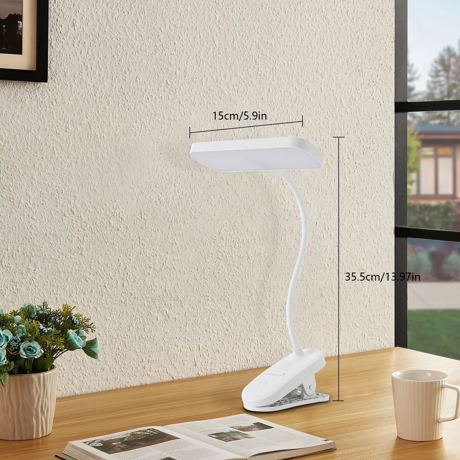 LED Desk Lamp Adjustable Neck Lamp with Clamp Eye-Caring Reading Desk Light
