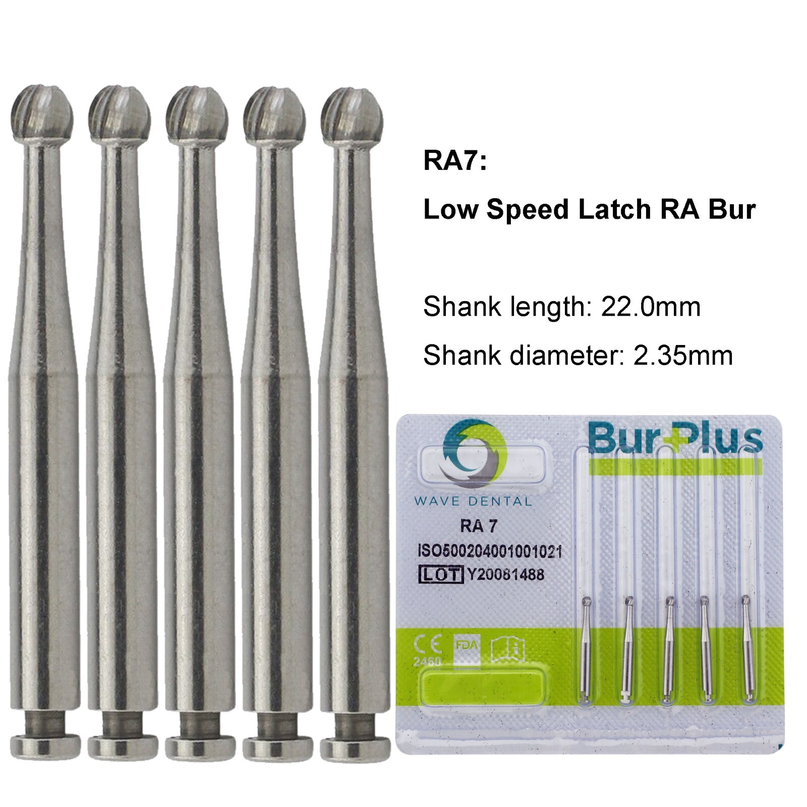 WAVE Dental Round Latch Carbide Bur RA 1 2 3 4 5 6 7 8 Midwest LA For Slow Speed