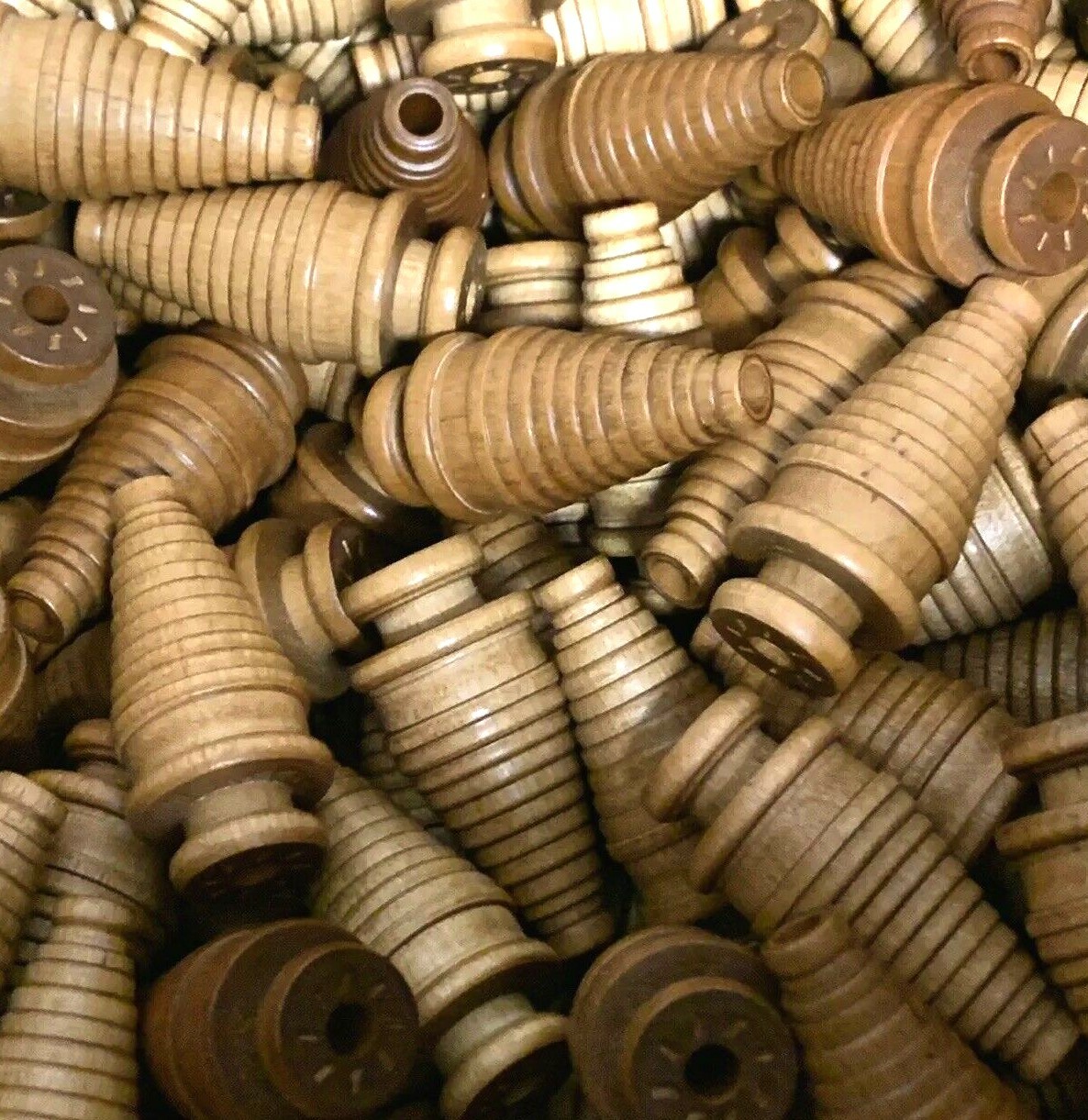 Spools Small Industrial Quills Textile Bobbin Vintage Wood NOS lot-6: