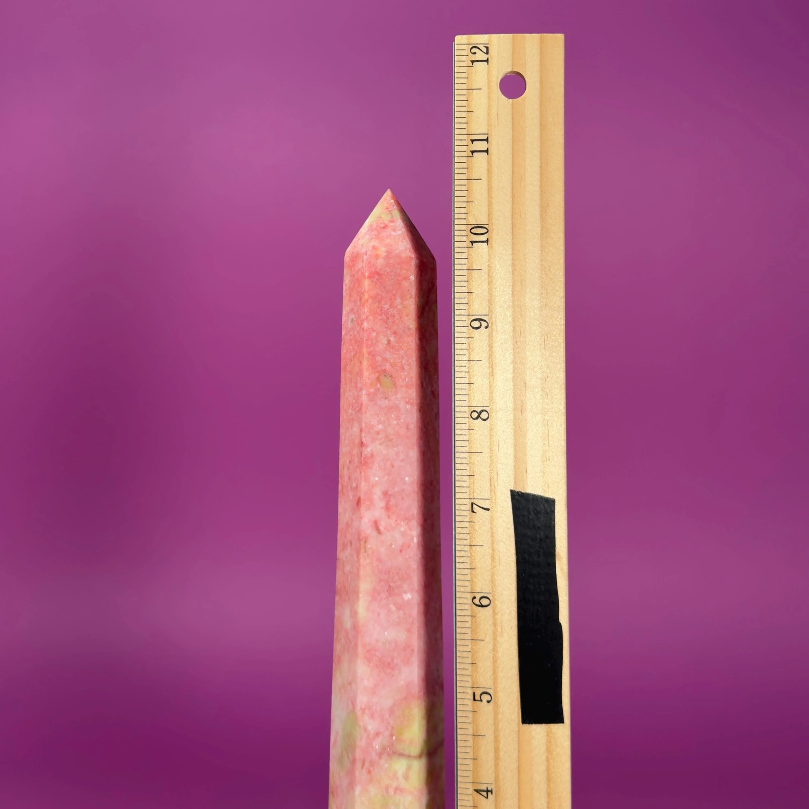 Thulite Tower 524g 10" Pink Crystal Tower Rare Norwegian Stone