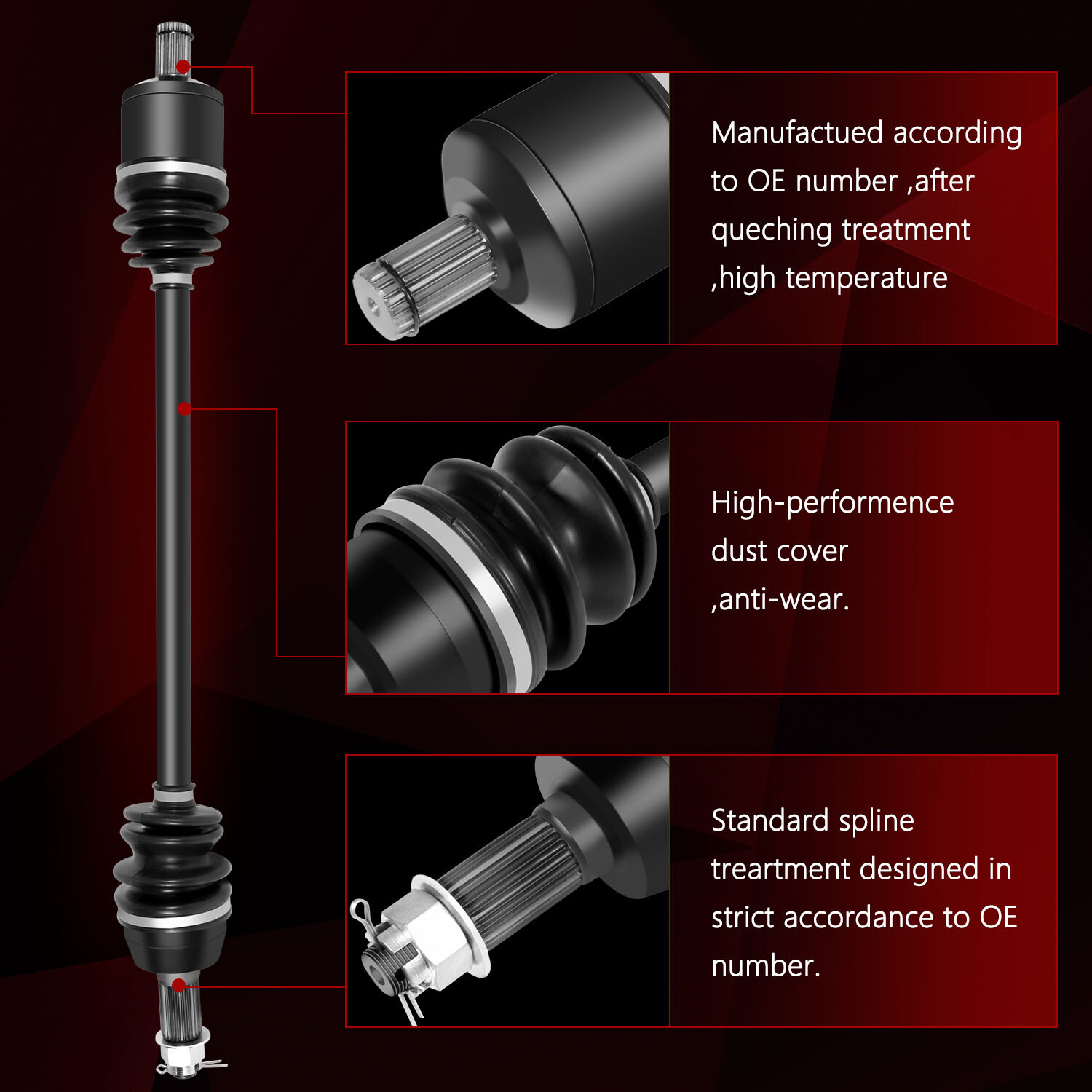 Front Right Left for Polaris Ranger XP 900 2013-2019 2014 2015 CV Axle Shafts