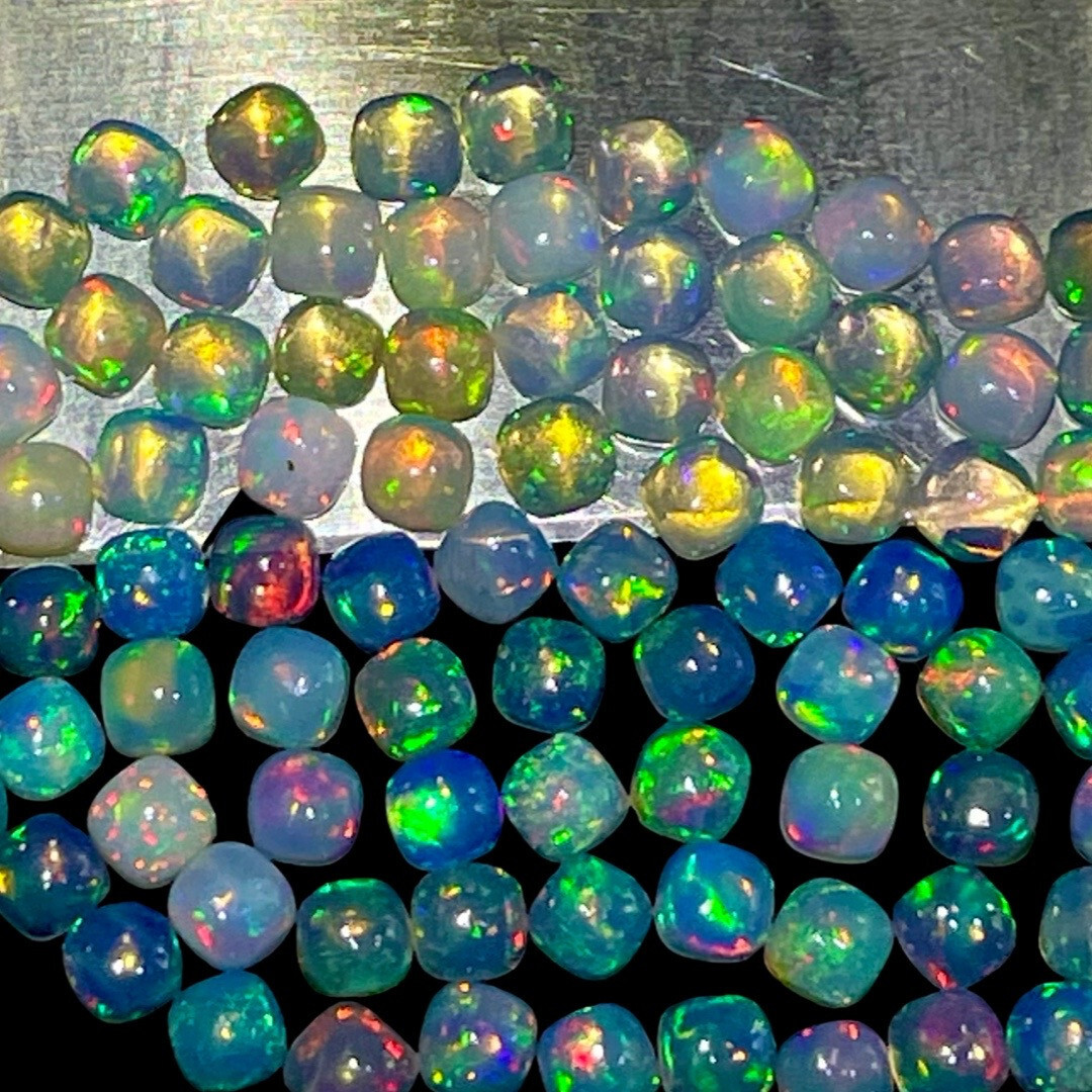 20 Pcs Natural Opal 4mm Cushion Flashy Untreated Loose Cabochon Gemstones Lot