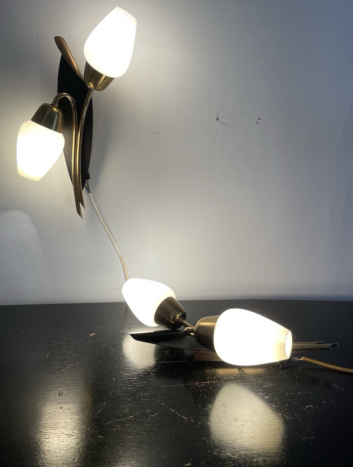 Vintage Mid-century Italian Double Sconces Wall Lights X2