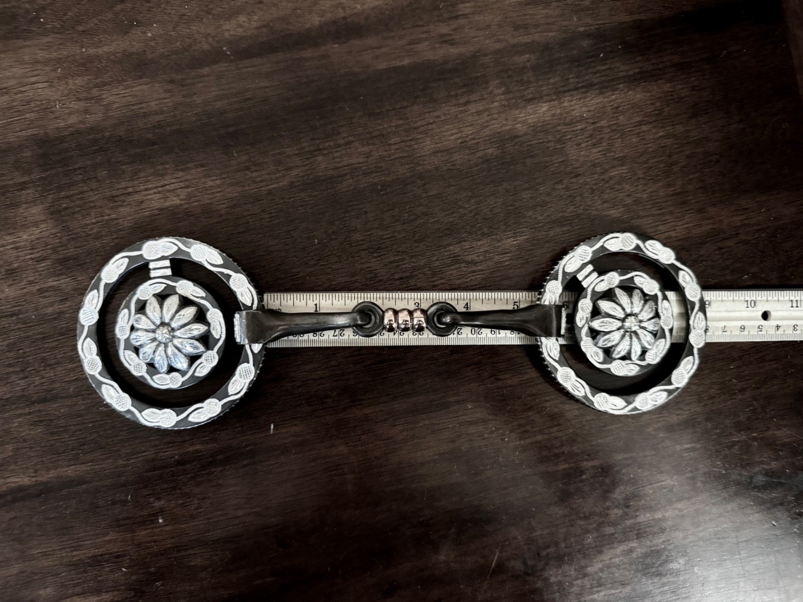 CLASSIC HANDMADE STERLING SILVER INLAY ACORNS SNAFFLE BIT MAKER MARKED GARCIA