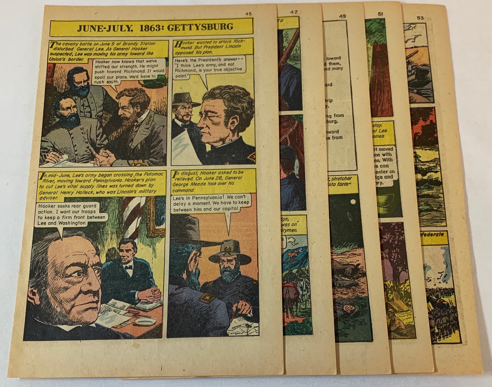 1961 ten page cartoon story ~ Civil War GETTYSBURG June-July 1863