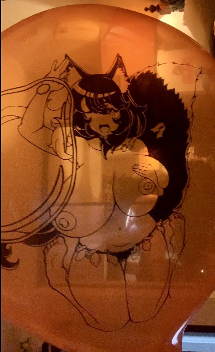 1x 16 Inch OC Foxy Kneeling Printed Balloon Cattex / Unique /Q16 Clear & Pink