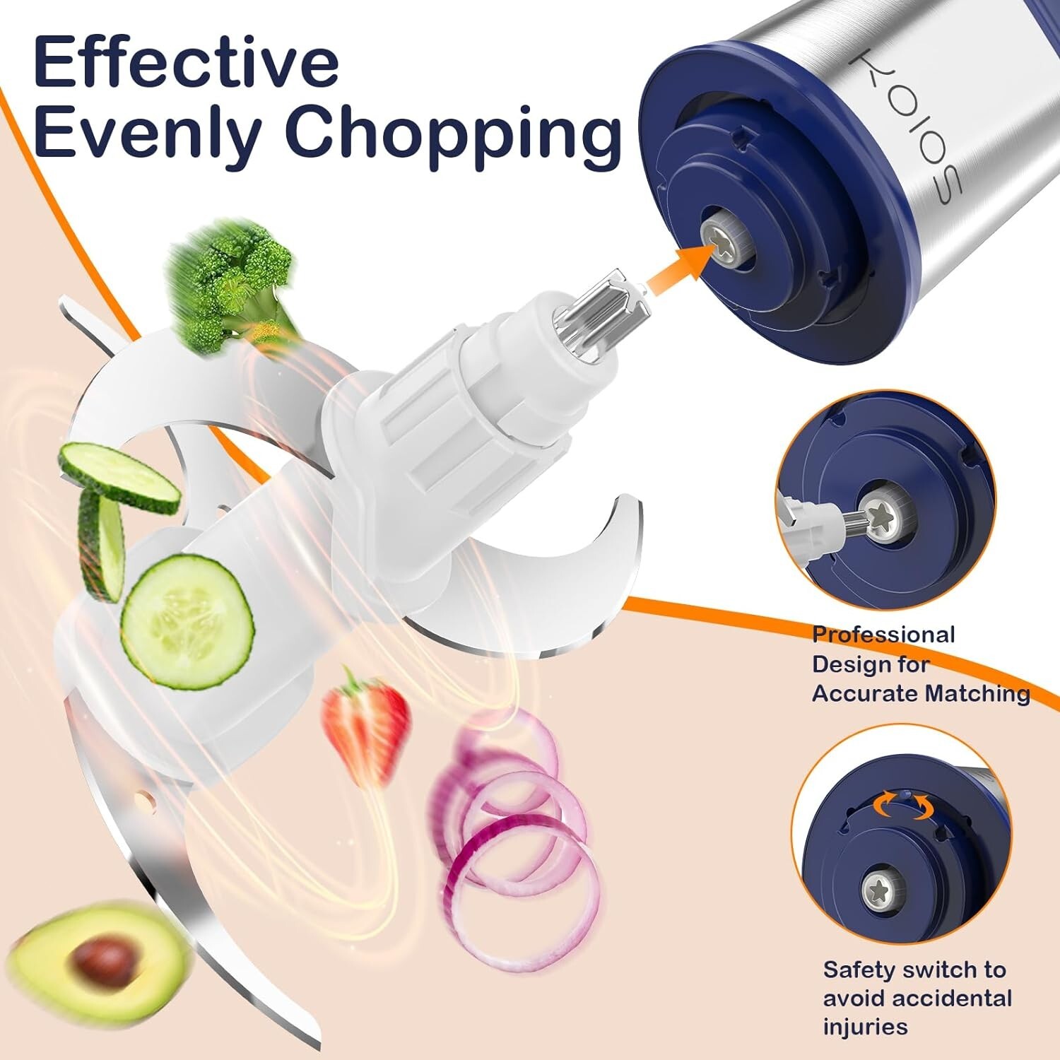 KOIOS 500W Powerful Electric Food Processor Kitchen Food Chopper Blender 8 Cups