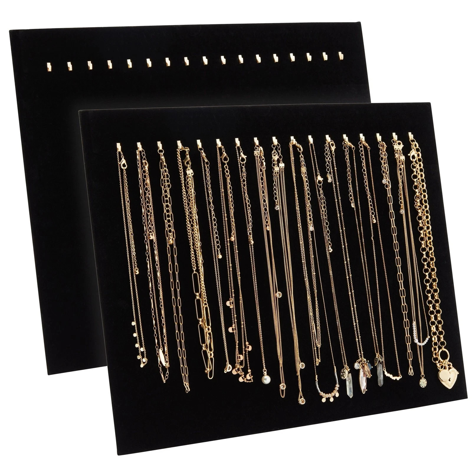2-Pack Jewelry Display for Selling (17 Hooks, Black)