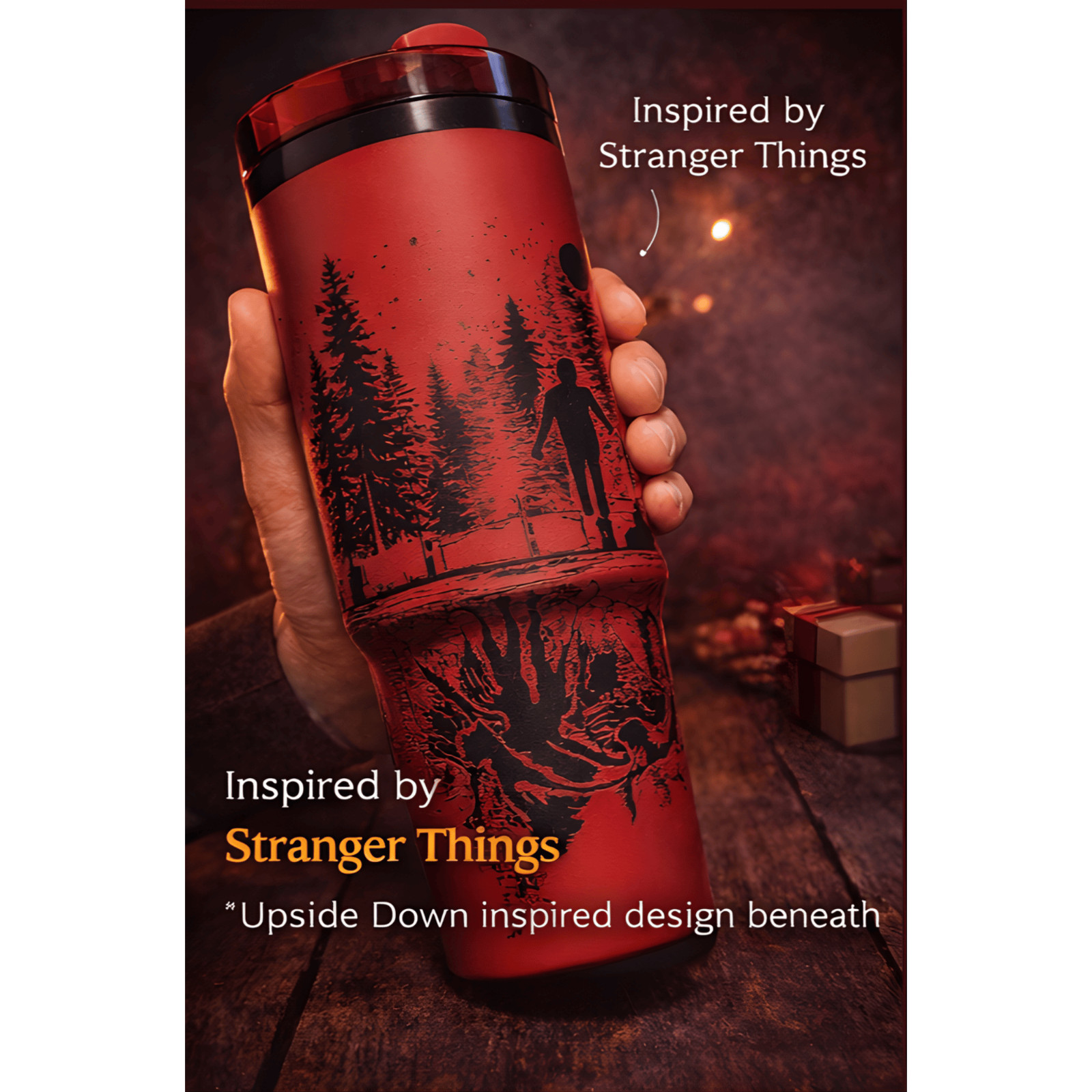 Stranger Things Inspired 40 oz Tumbler | Red & Black