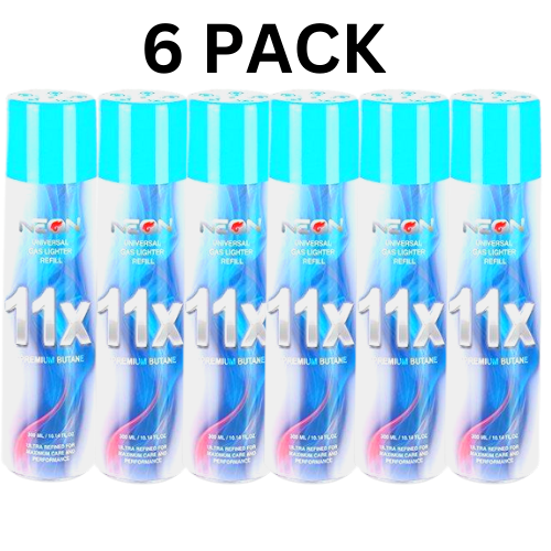 Neon 6 Can 11X Refined Butane Lighter Gas Fuel Refill 300 mL 10.14 oz Cans