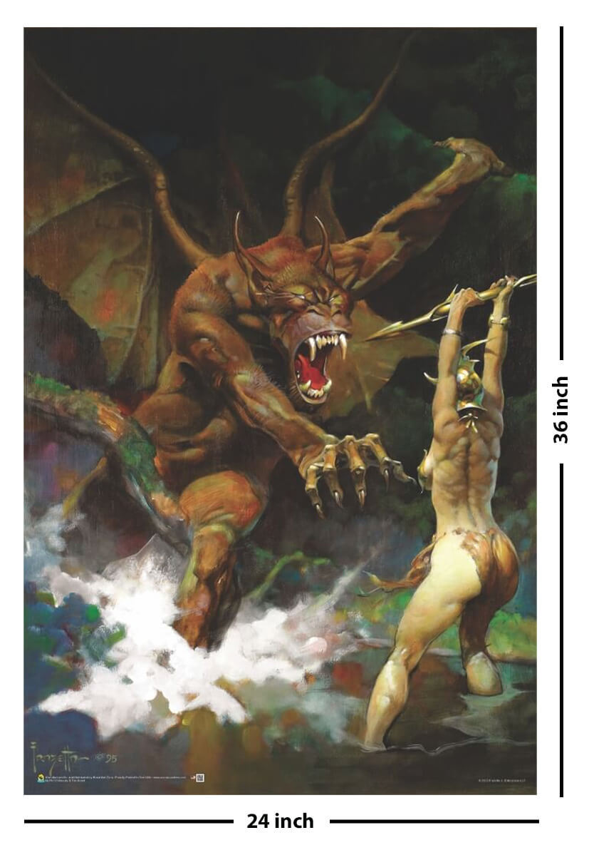 Beauty and The Beast by Frank Frazetta Non-Flocked Blacklight Poster 24" x 36"