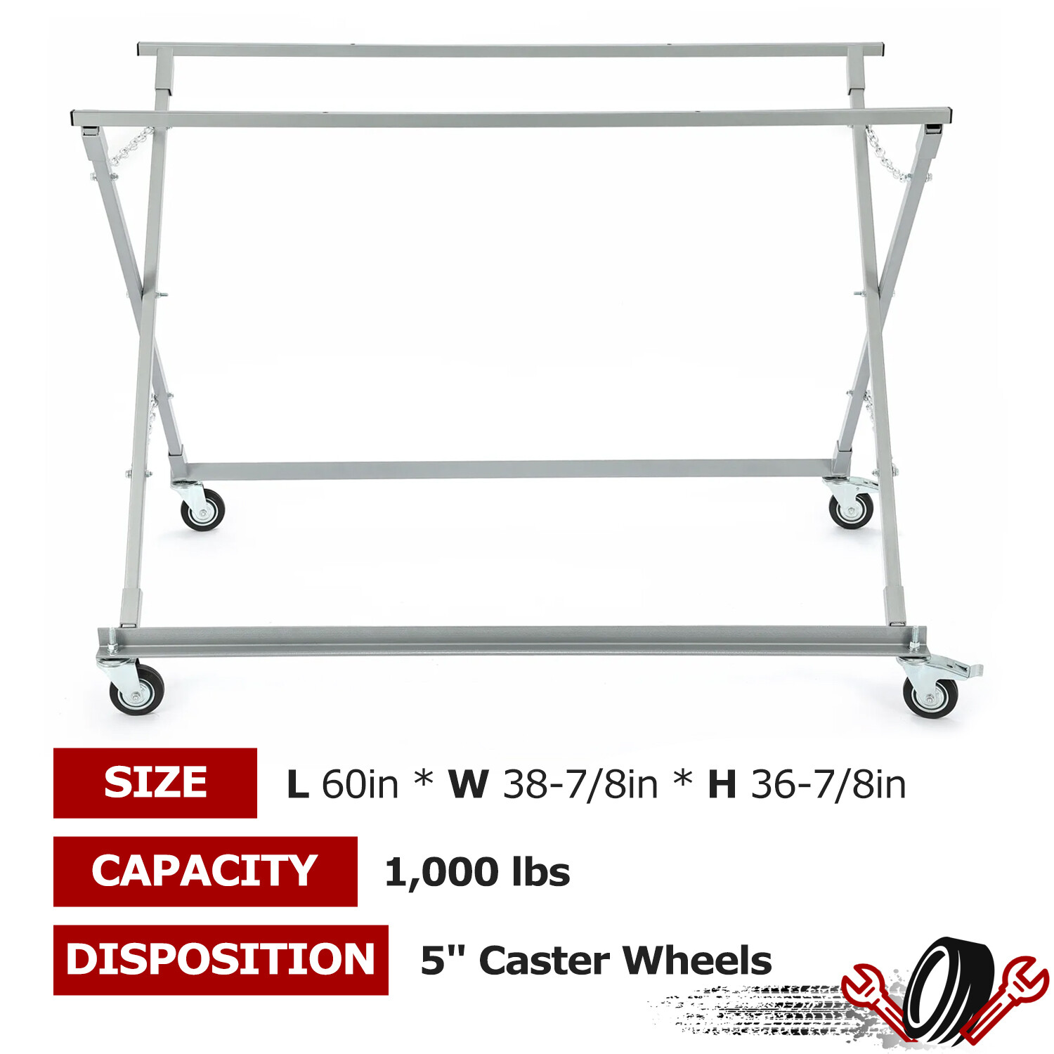 Folding Truck Bed Roller Dolly Pickup Fold Truck Bed Cart w/Caster Wheels 1000lb