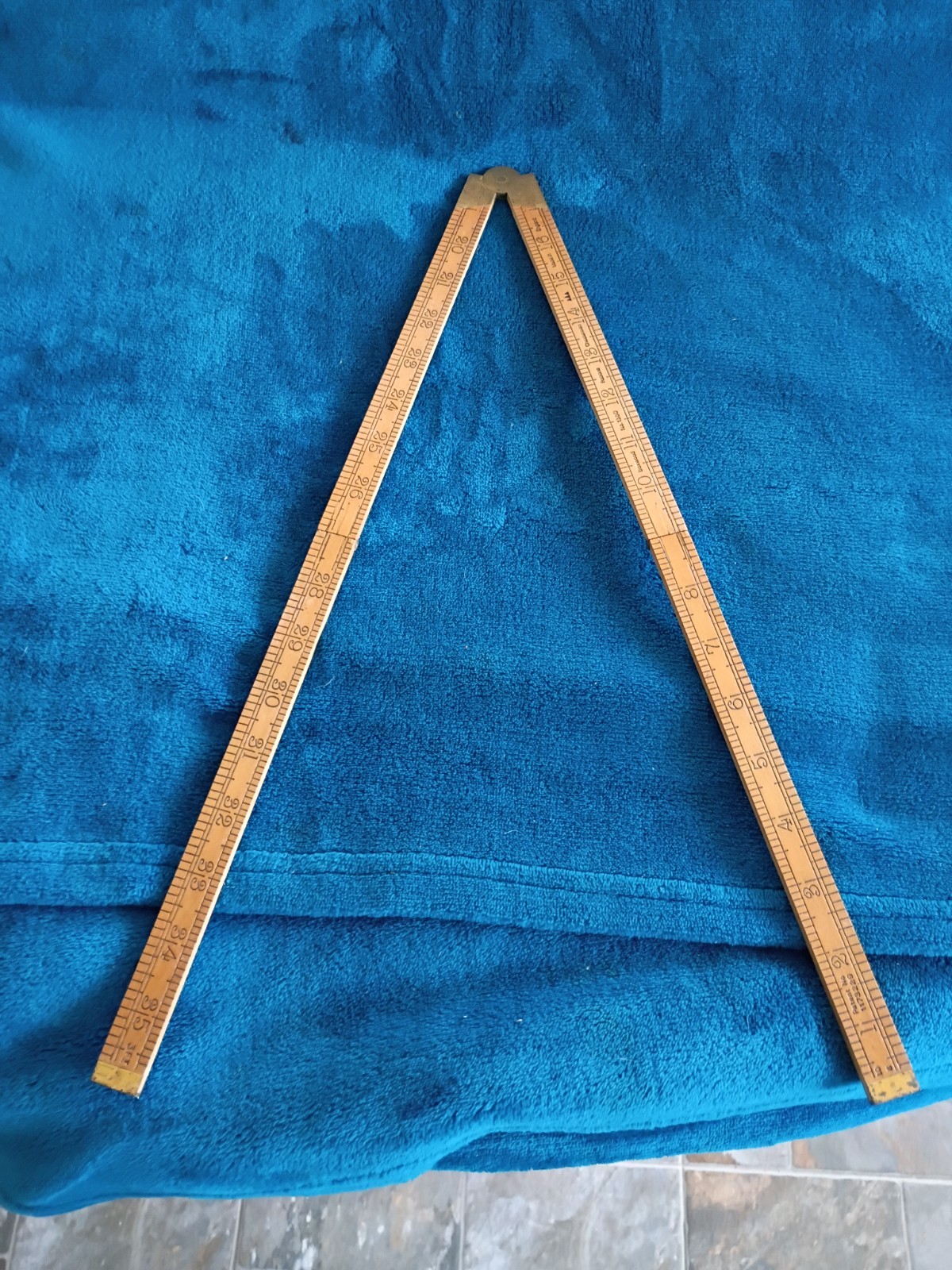 VINTAGE RABONE CHESTERMAN BOXWOOD & BRASS 36 ” FOLDING WOODEN RULE RULER No 1380