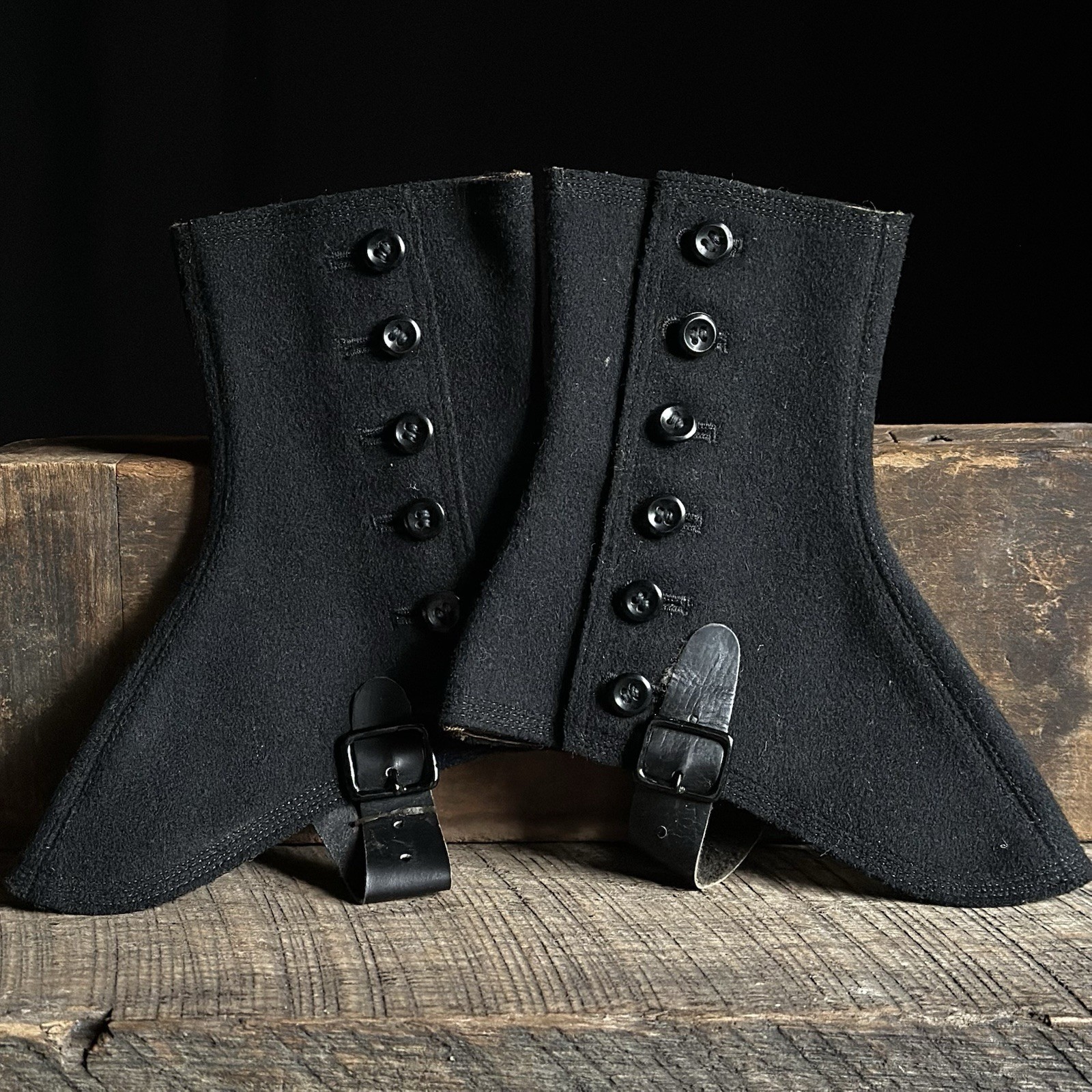 Antique Pair of Wool 6 Button Ladies Spats, Vintage Footwear, Lot 10