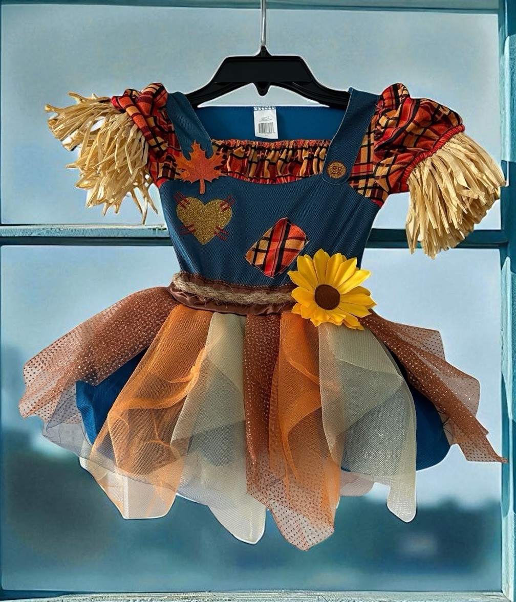 Girls Scarecrow Costume Tutu Skirt Sz 2T Halloween Thanksgiving Fall Pumpkin 2