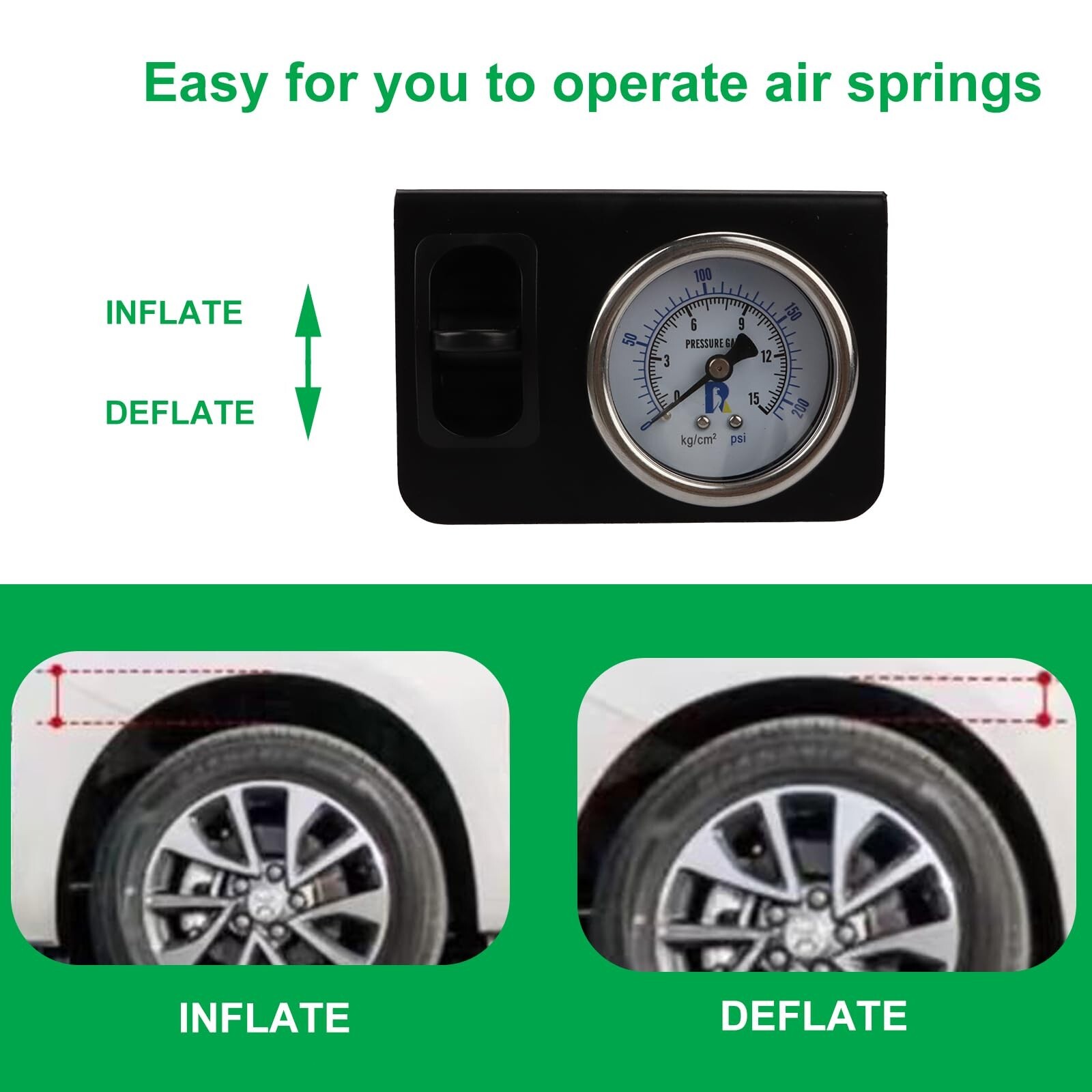 in Cab Single Air Gauge Control Kit with Paddle Switch for Air Suspension Kit