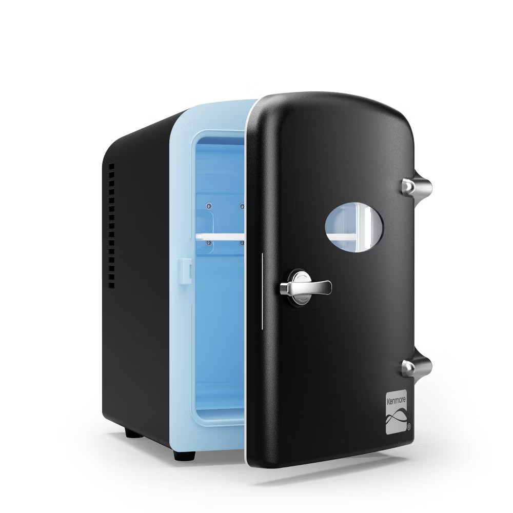 Kenmore 6 can Mini Refrigerator: Countertop Tiny Fridge for Skincare & Makeup,