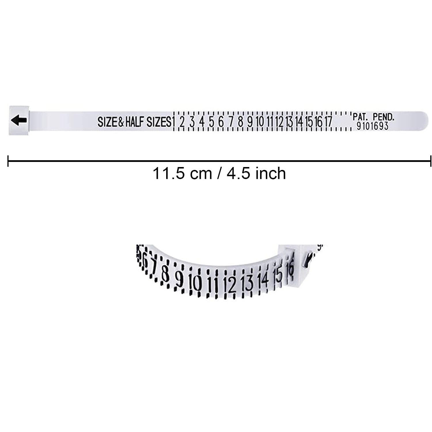 2PCS Ring Sizer Measure Tool Gauge Plastic Finger Sizing Finder Reusable 1-17