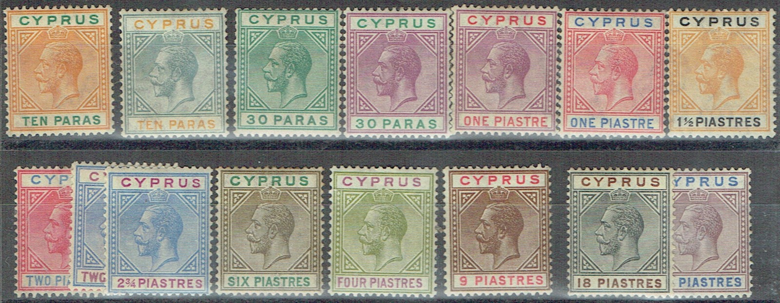 CYPRUS 1921-23 Complete set of 15 to - 46892