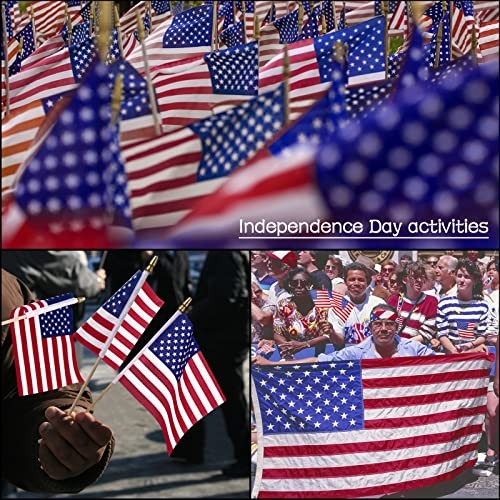 100 Pcs Small American Flags on Stick Mini Handheld 4th of July Flags 5 x 8