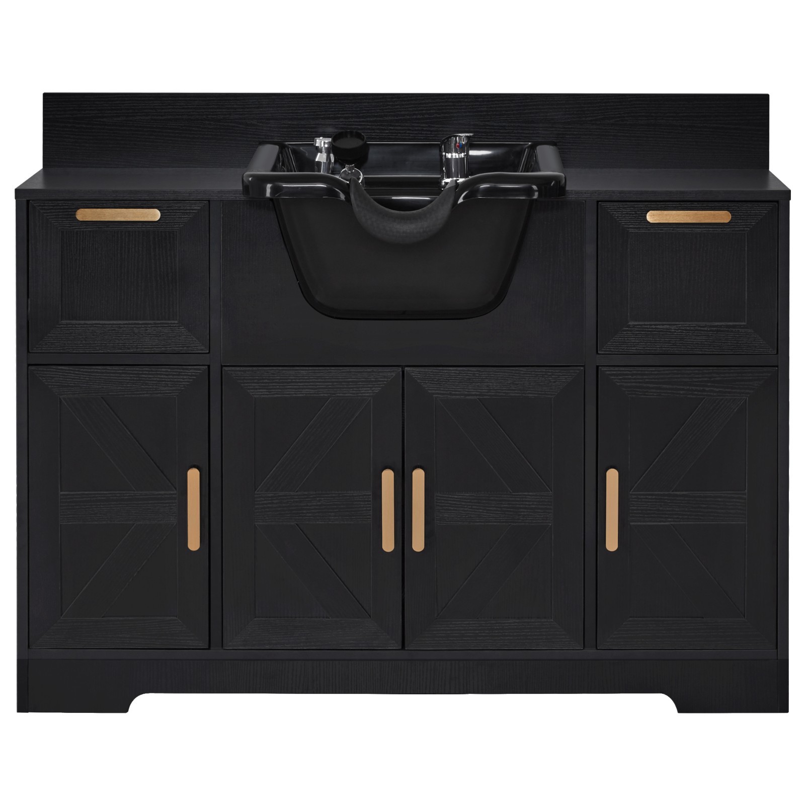 BarberPub Shampoo Station, Barber Cabinet with Hair Wash Backwash Sink 7137