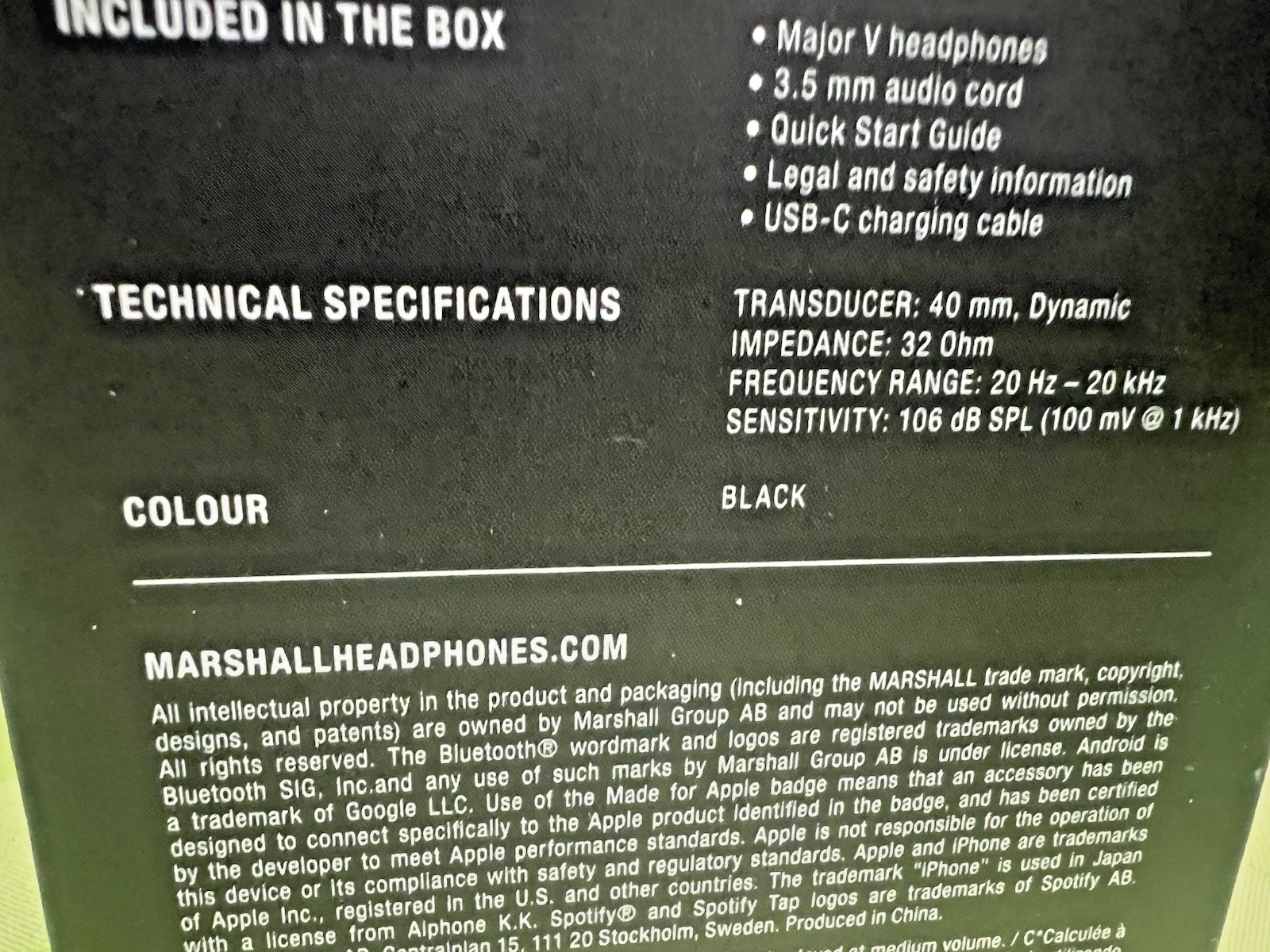 NEW SEALED Marshall Major V On-Ear Wireless Bluetooth Headphones BLACK FREE SHIP