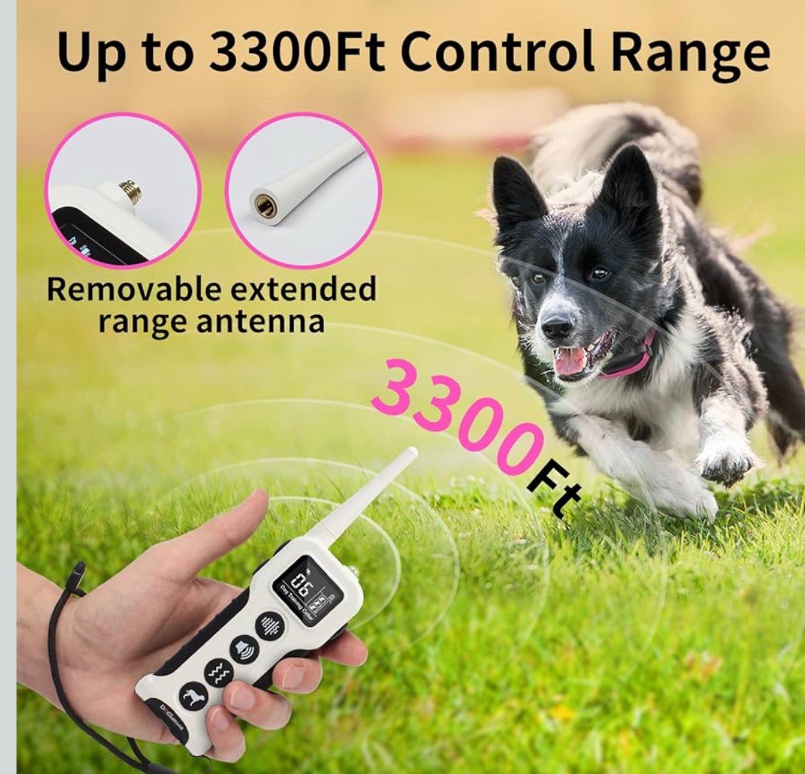 No Shock Dog Training Collar with Remote 3300ft Range, Vibrating Dog Collar, ...