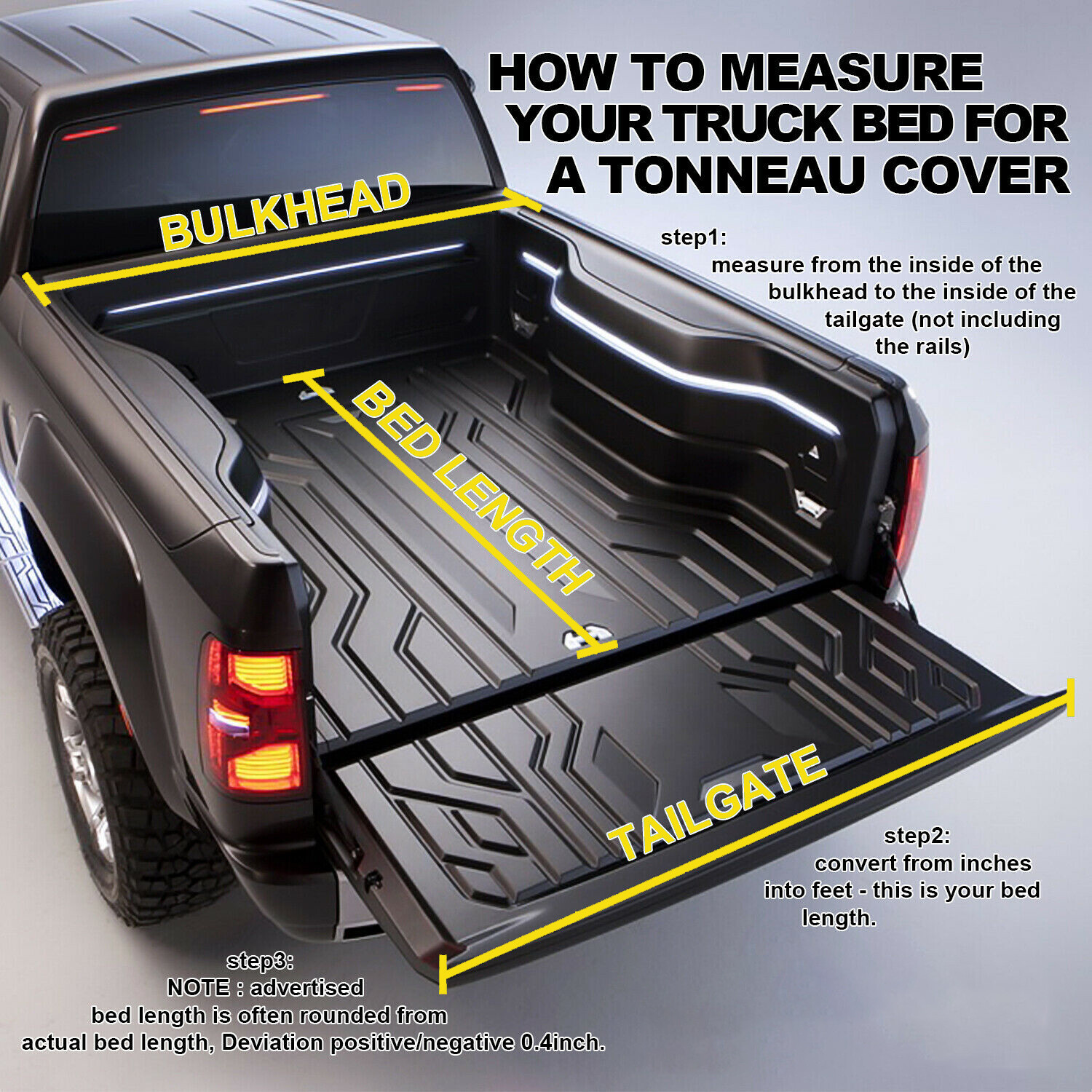 5FT Hard Tonneau Cover For 2019-2025 Ford Ranger Truck Bed Tri-Fold W/LED
