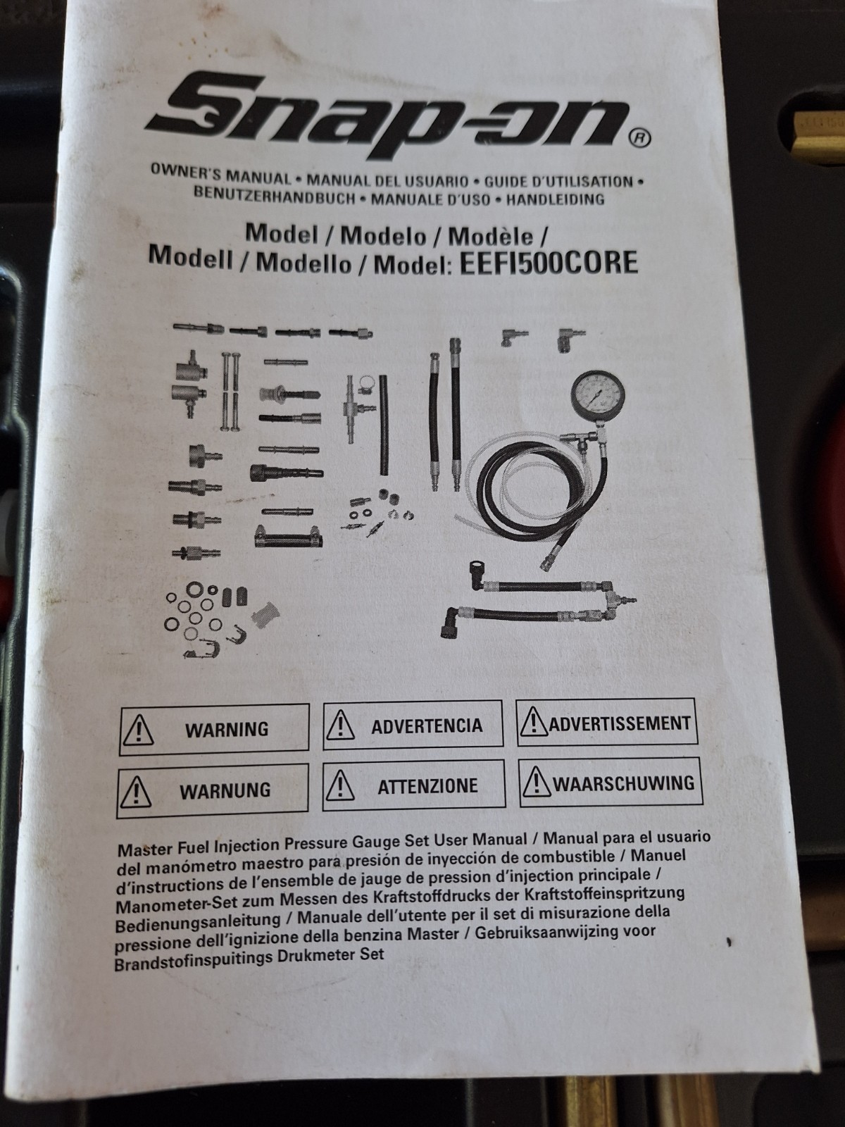 Snap-On Tools Fuel Injection Pressure Gauge Tester Set Plus Extras. EEFI500CORE
