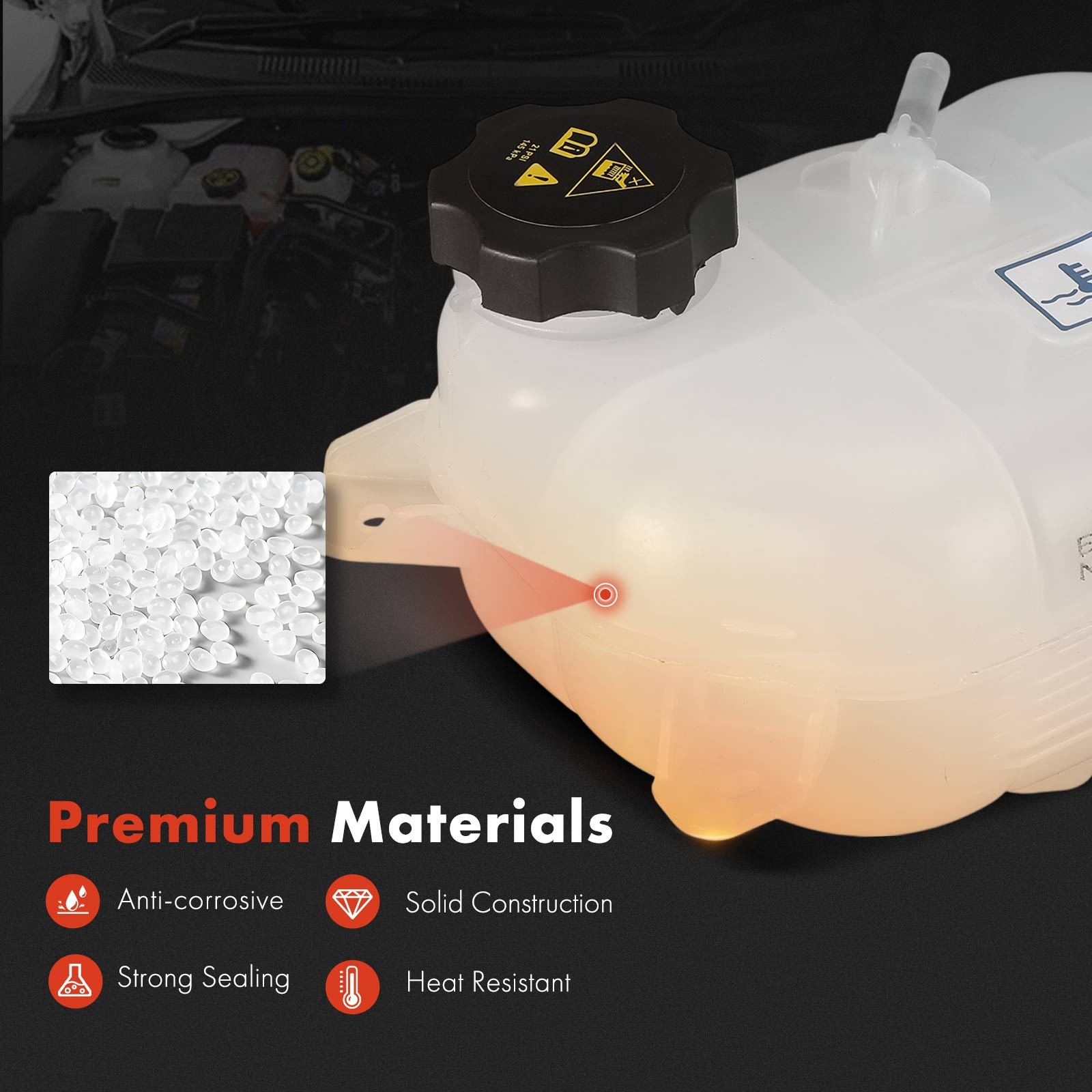 Front Engine Coolant Reservoir with Cap for Dodge Dart 2013-2016 1.4L 2.0L 2.4L