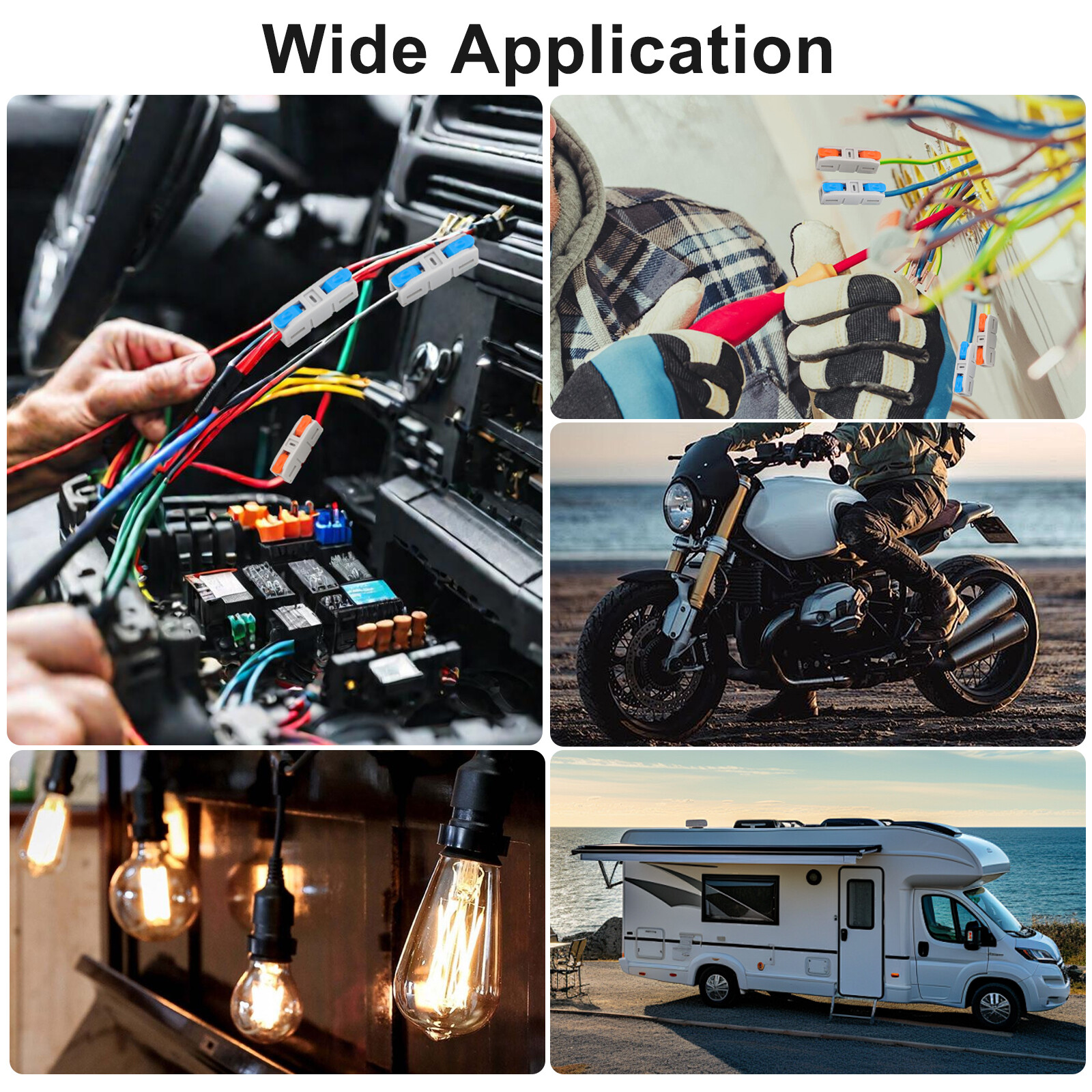 100pcs Quick Connect Lever Wire Connectors Compact Inline Splicing Terminals 24A