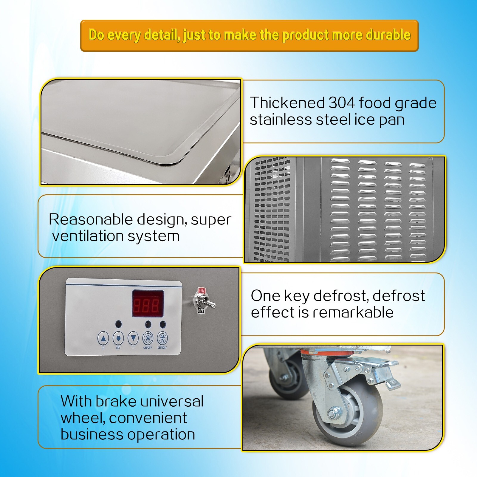 Kolice Commercial Double square pans fried ice cream machine, ETL certificate