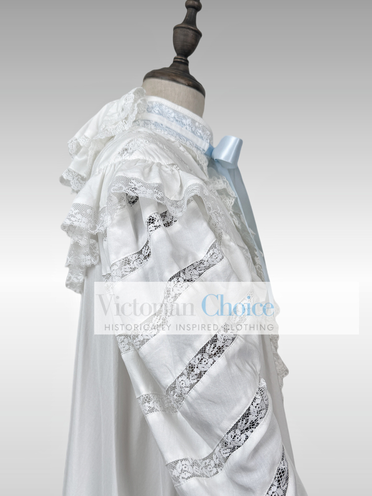 Victorian Edwardian Vintage White Cotton Nightgown Nightdress Ankle Length SD002