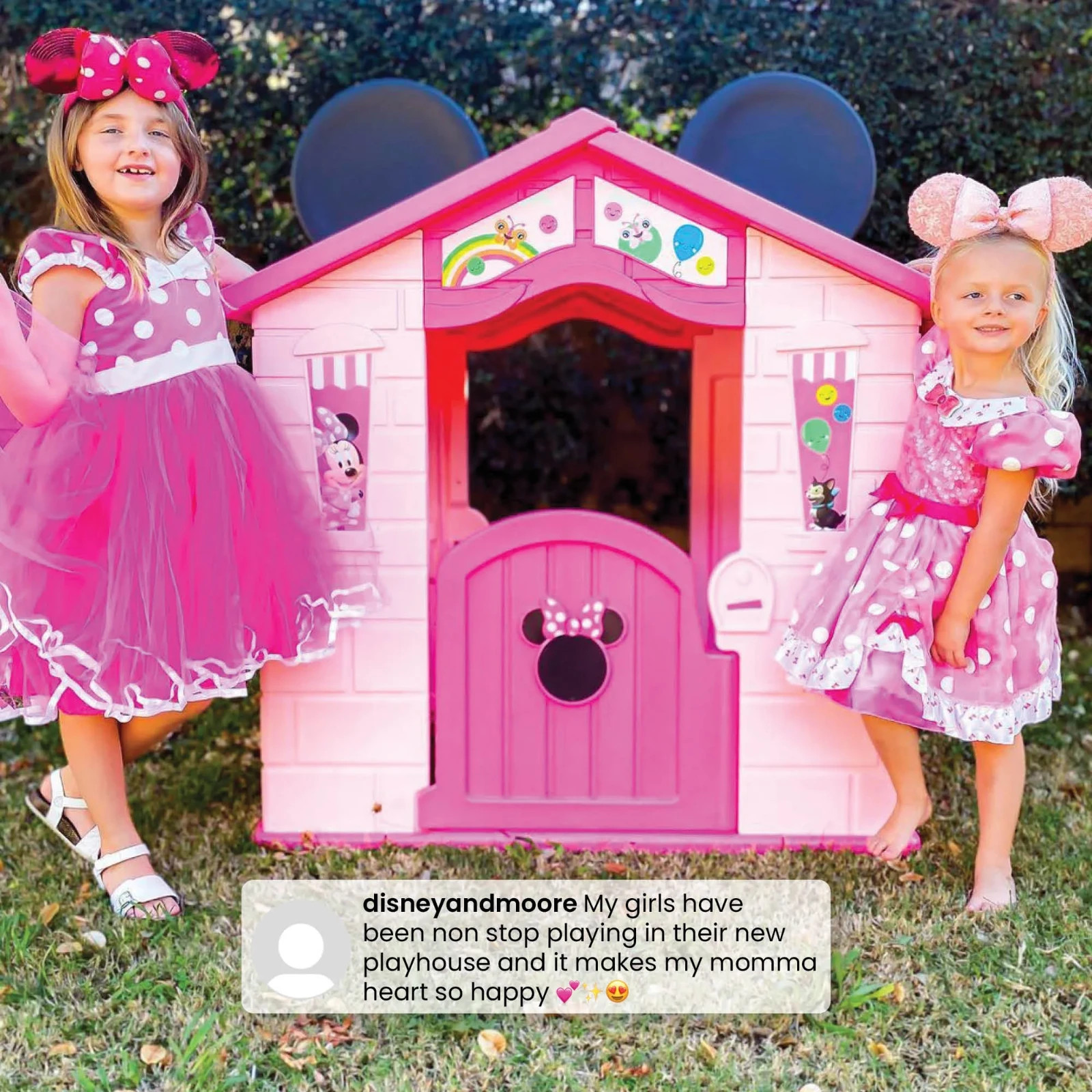 Disney Minnie Mouse Plastic Indoor Outdoor Playhouse with Easy Assembly Pink