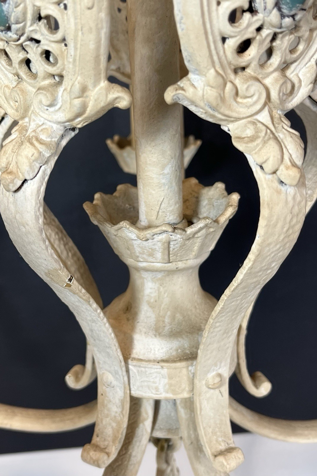 Antique Victorian Gothic Brass Chandelier, 5 Lights, Painted Needs REWIRED