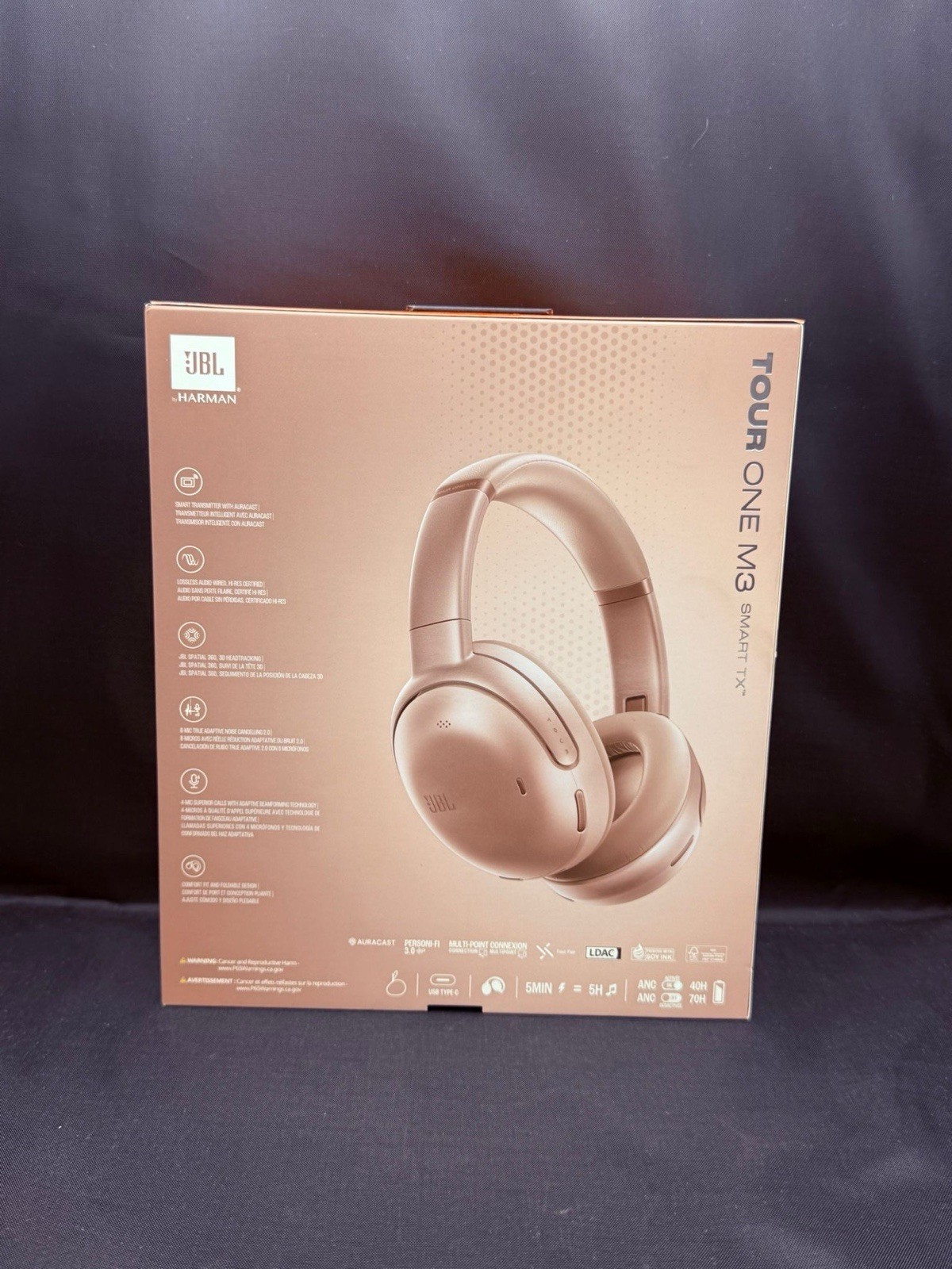 JBL Tour One M3 Wireless Noise-Canceling Headphones w/Smart Tx Transmitter Mocha