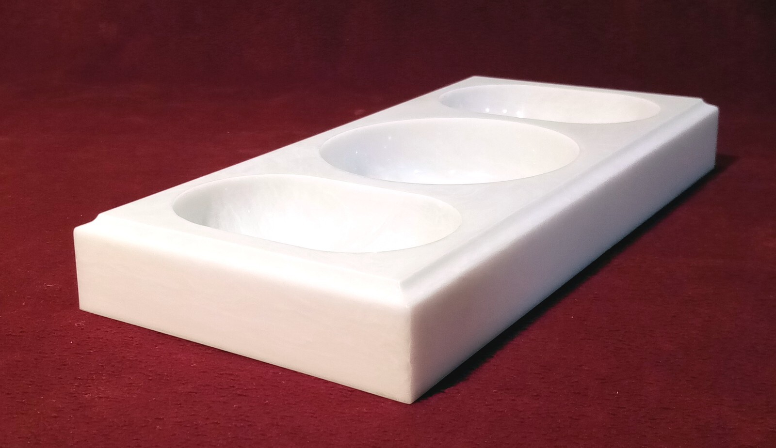 Vintage Mengel Furniture Change Coin Tray White Marble Look 8.25" jewelry holder