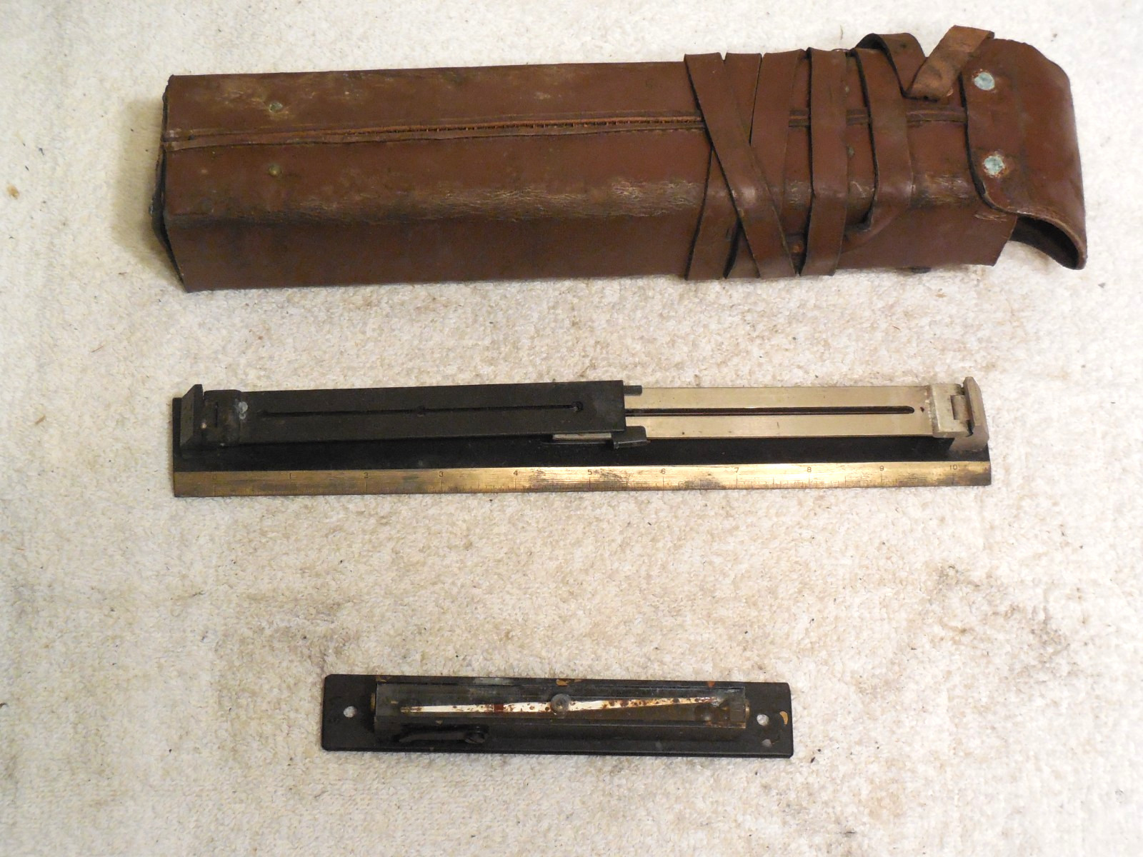 VINTAGE DIETZGEN US GEOLOGICAL SURVEY PLANE TABLE ALIDADE + COMPASS LEATHER CASE