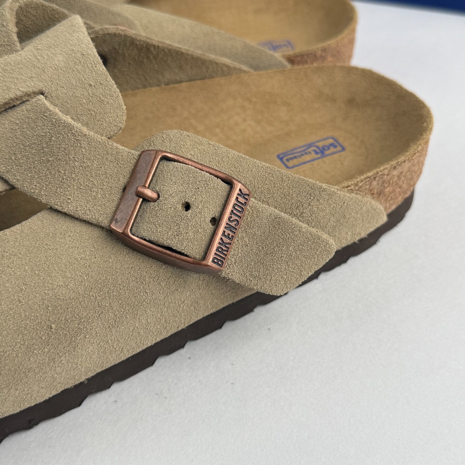 Birkenstock Boston Suede Leather Taupe Soft Footbed Shoes Clog Select Size