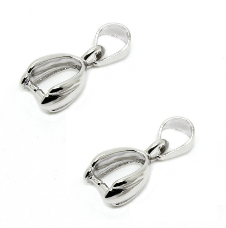 925 Sterling Silver Pinch Clip Bail Clasp Charm Pendant Connector DIY Finding