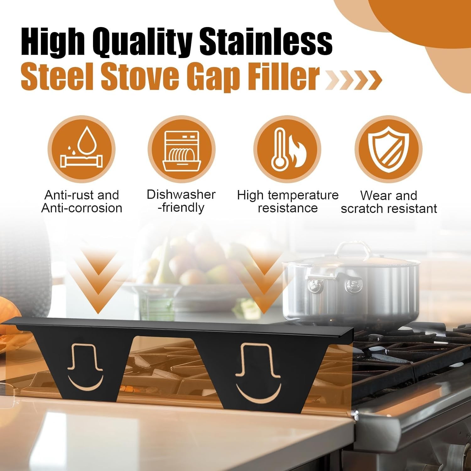 2 Pack Stove Counter Gap Cover Stainless Steel,Stove Guard for Kitchen Oven Coun