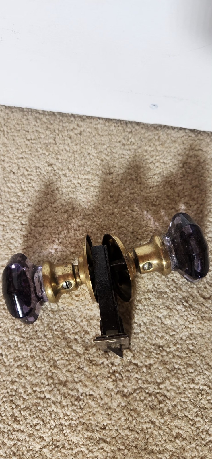 Antique Purple Glass Door Knob Set