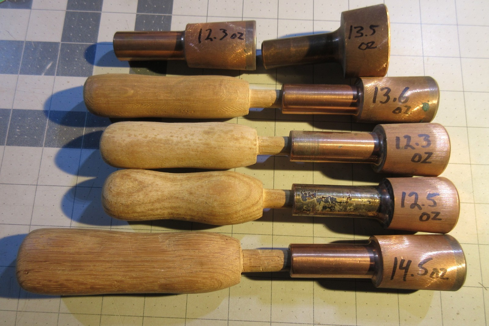 Woodworking Mallets set of 4 plus 2 estra heads prior owned