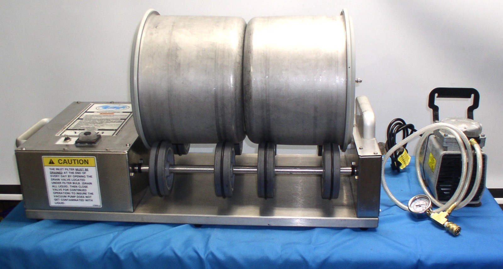 BIRO VTS 43 VACUUM TWIN 20 LB TUMBLER MEAT MARINATOR w/ PUMP  115V VERY CLEAN