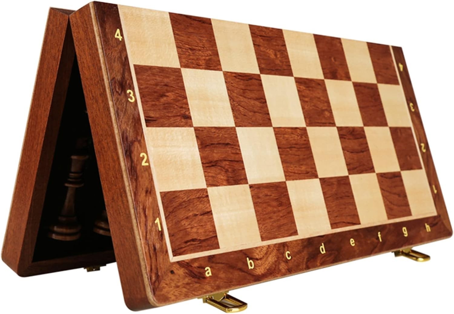 15'' Walnut Chess Set with Storage Board for Adults & Children, 2 Players
